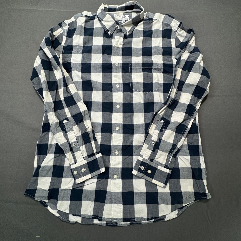 Old Navy Mens Classic‎ Fit Long Sleeve Button Down Shirt Gingham Plaid XL